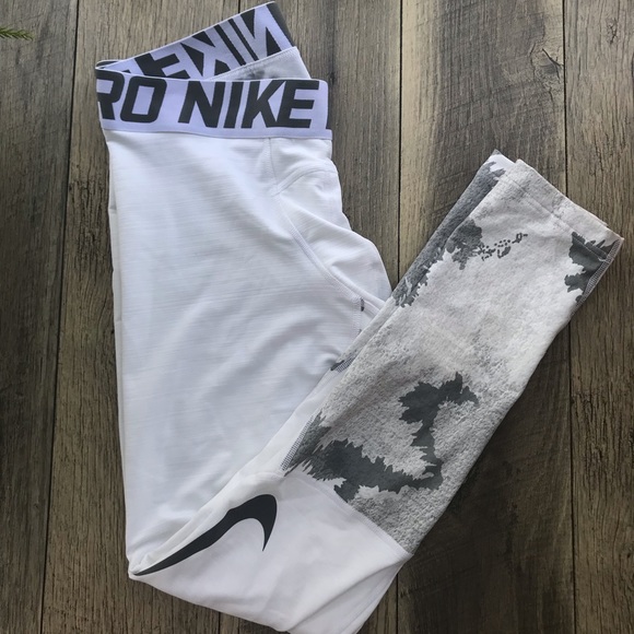 Nike Pro Hyperwarm Tights AOP White Grey Tree M - Picture 6 of 8